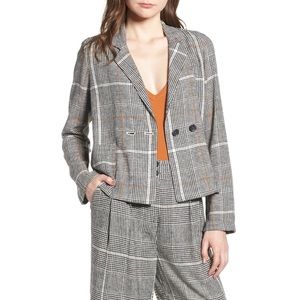 BP Plaid Linen Blend Blazer